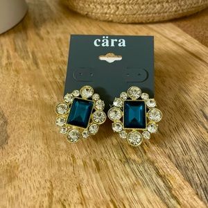 New Cara Blue Jewel Statement Stud Earrings